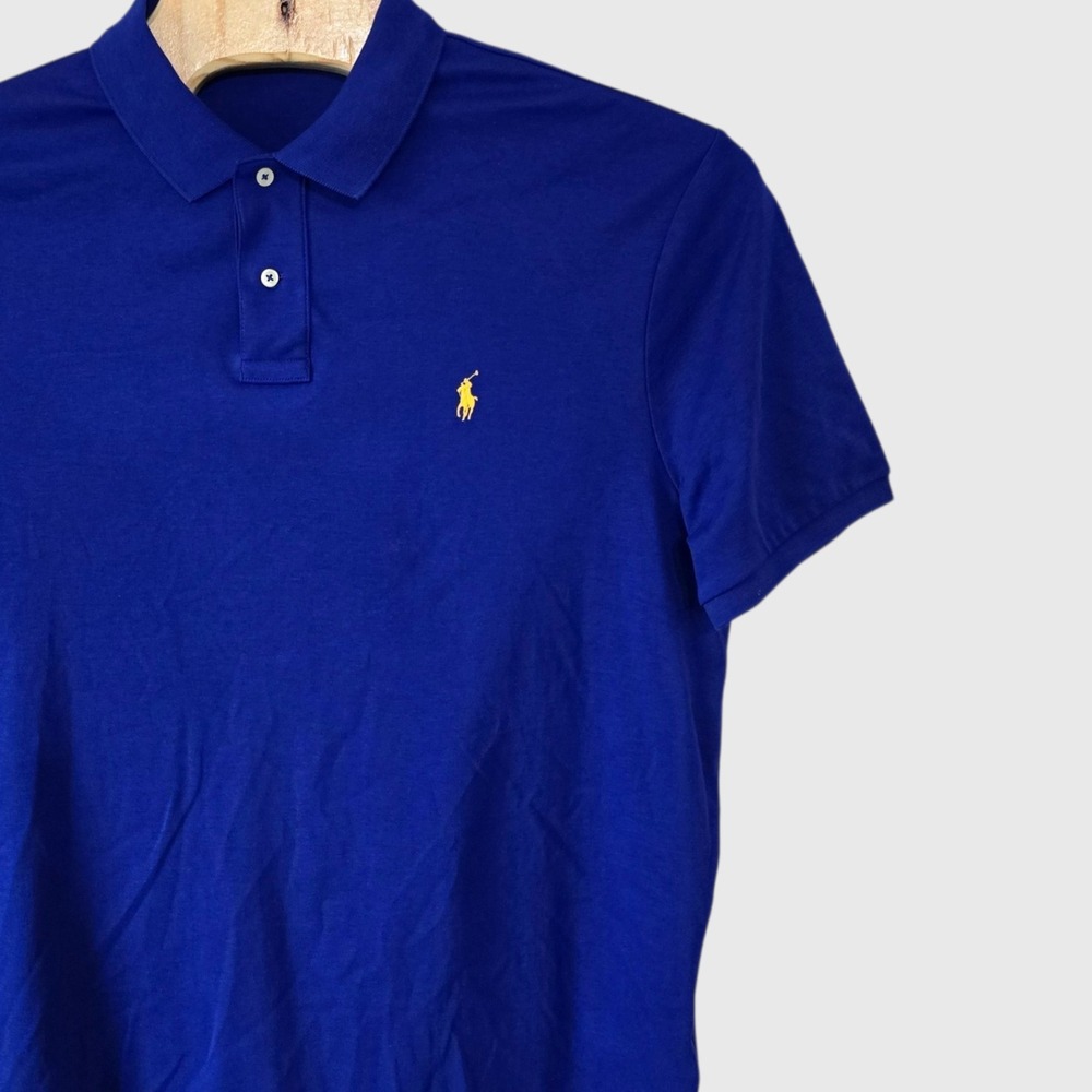 Polo Ralph Lauren Mens XL Royal Blue Short Sleeve Cotton Polo Shirt Yellow Pony